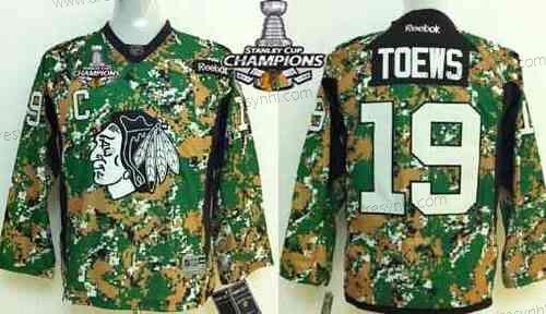 Chicago Blackhawks #19 Jonathan Toews 2014 Camo dres W/2015 Stanley Cup Champion Patch – Dětské