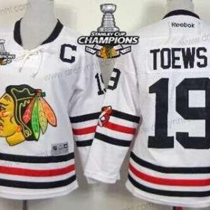 Chicago Blackhawks #19 Jonathan Toews 2015 Zimní Klasický Bílý dres W/2015 Stanley Cup Champion Patch – Dětské