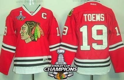 Chicago Blackhawks #19 Jonathan Toews Červené dres W/2015 Stanley Cup Champion Patch – Dámské