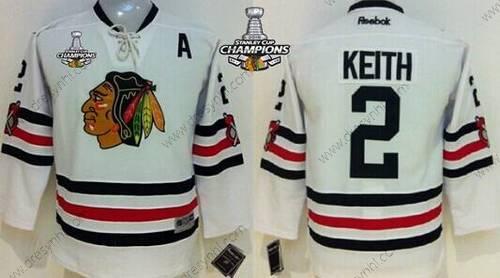 Chicago Blackhawks #2 Duncan Keith 2015 Zimní Klasický Bílý dres W/2015 Stanley Cup Champion Patch – Dětské