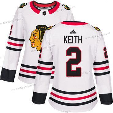 Chicago Blackhawks #2 Duncan Keith Bílý Road Autentické Sešitý Hokejový dres – Dámské