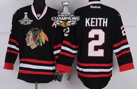 Chicago Blackhawks #2 Duncan Keith Černá dres W/2015 Stanley Cup Champion Patch – Dětské