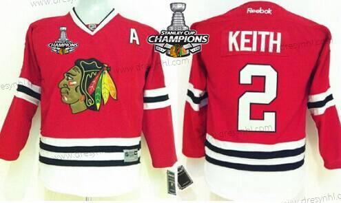 Chicago Blackhawks #2 Duncan Keith Červené dres W/2015 Stanley Cup Champion Patch – Dětské