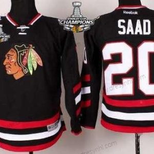 Chicago Blackhawks #20 Brandon Saad 2014 Stadium Series Černá dres W/2015 Stanley Cup Champion Patch – Dětské