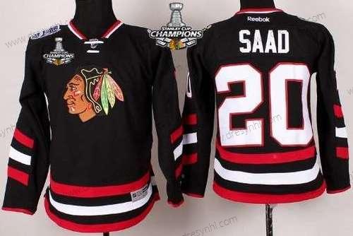 Chicago Blackhawks #20 Brandon Saad 2014 Stadium Series Černá dres W/2015 Stanley Cup Champion Patch – Dětské