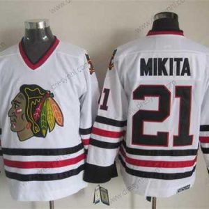 Chicago Blackhawks #21 Stan Mikita Bílý CCM Vintage dres – Pánské