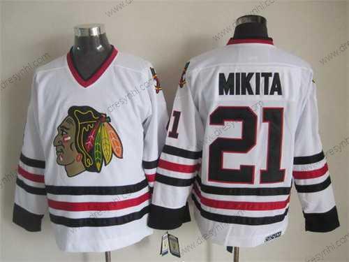 Chicago Blackhawks #21 Stan Mikita Bílý CCM Vintage dres – Pánské