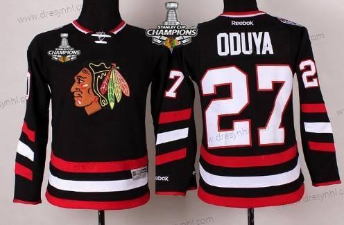 Chicago Blackhawks #27 Johnny Oduya 2014 Stadium Series Černá dres W/2015 Stanley Cup Champion Patch – Dětské