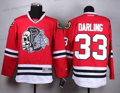 Chicago Blackhawks #33 Scott Darling Červené With Černá Skulls dres – Pánské