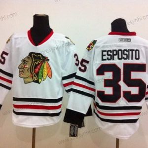 Chicago Blackhawks #35 Tony Esposito Bílý Retro CCM dres – Pánské