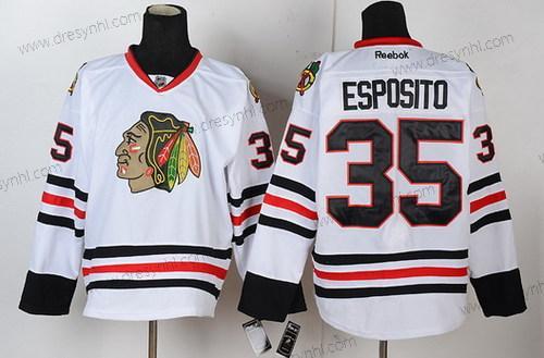 Chicago Blackhawks #35 Tony Esposito Bílý dres – Pánské