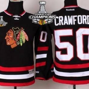 Chicago Blackhawks #50 Corey Crawford 2014 Stadium Series Černá dres W/2015 Stanley Cup Champion Patch – Dětské