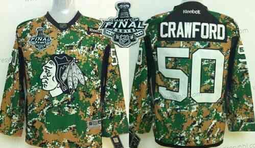 Chicago Blackhawks #50 Corey Crawford 2015 Stanley Cup 2014 Camo dres – Juniorské