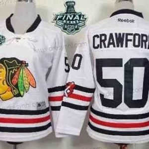 Chicago Blackhawks #50 Corey Crawford 2015 Stanley Cup 2015 Zimní Klasický Bílý dres – Juniorské