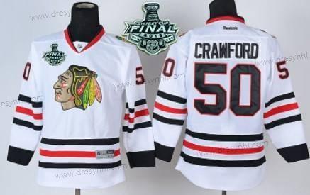 Chicago Blackhawks #50 Corey Crawford 2015 Stanley Cup Bílý dres – Juniorské