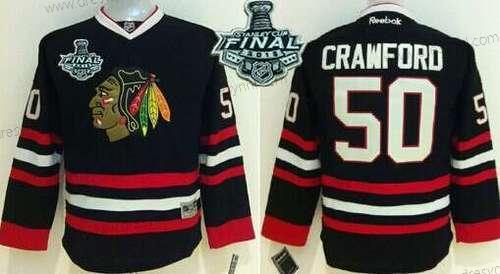 Chicago Blackhawks #50 Corey Crawford 2015 Stanley Cup Černá dres – Juniorské