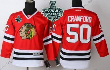 Chicago Blackhawks #50 Corey Crawford 2015 Stanley Cup Červené dres – Juniorské