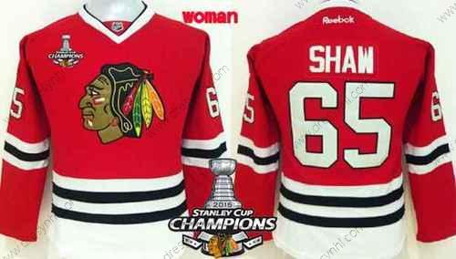 Chicago Blackhawks #65 Andrew Shaw Červené dres W/2015 Stanley Cup Champion Patch – Dámské