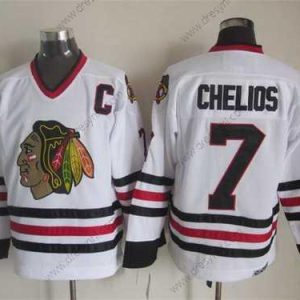 Chicago Blackhawks #7 Chris Chelios Bílý CCM Vintage dres – Pánské