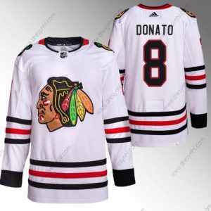 Chicago Blackhawks #8 Ryan Donato Bílý Sešitý Hokejový dres – Pánské