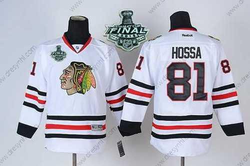 Chicago Blackhawks #81 Marian Hossa 2015 Stanley Cup Bílý dres – Juniorské