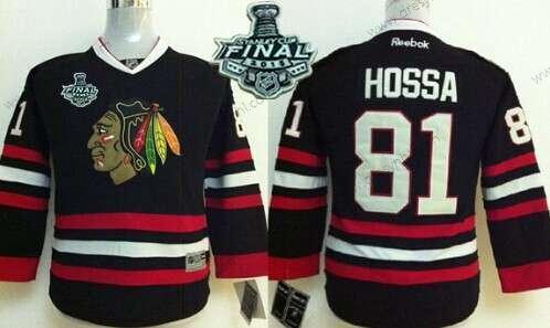 Chicago Blackhawks #81 Marian Hossa 2015 Stanley Cup Černá dres – Juniorské