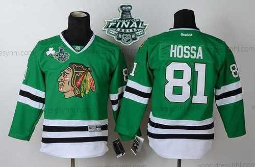 Chicago Blackhawks #81 Marian Hossa 2015 Stanley Cup Zelená dres – Juniorské