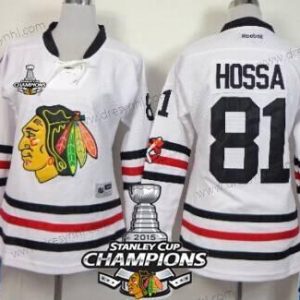 Chicago Blackhawks #81 Marian Hossa 2015 Zimní Klasický Bílý dres W/2015 Stanley Cup Champion Patch – Dámské