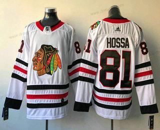 Chicago Blackhawks #81 Marian Hossa Bílý 2017-2018 Hokejový Sešitý NHL dres – Pánské