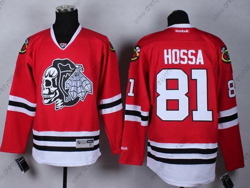 Chicago Blackhawks #81 Marian Hossa Červené With Černá Skulls dres – Pánské