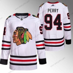 Chicago Blackhawks #94 Corey Perry Bílý Sešitý Hokejový dres – Pánské