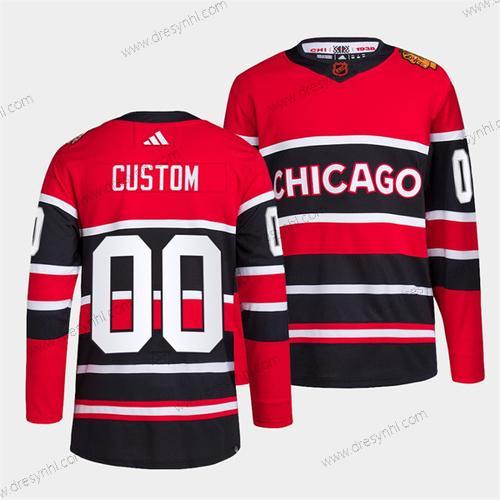 Chicago Blackhawks Personalizované Červené Černá 2022 Obrácený Retro Sešitý dres – Pánské