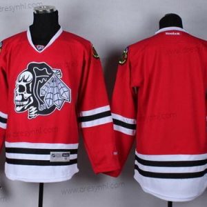 Chicago Blackhawks Prázdný Červené With Černá Skulls dres – Pánské