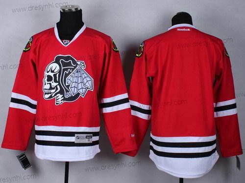 Chicago Blackhawks Prázdný Červené With Černá Skulls dres – Pánské