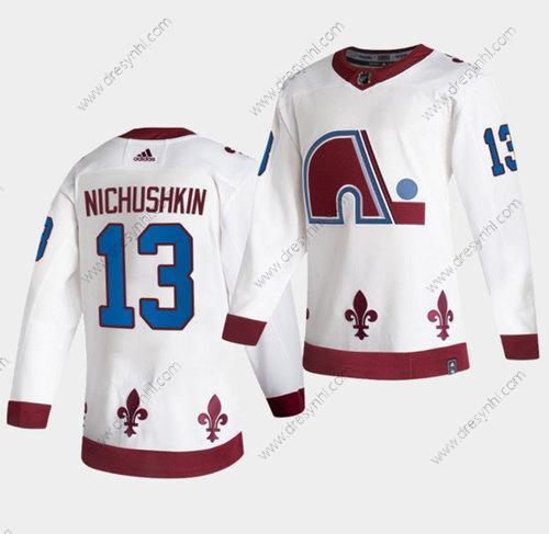 Colorado Avalanche #13 Valeri Nichushkin 2020-21 Bílý Obrácený Retro Sešitý dres – Pánské