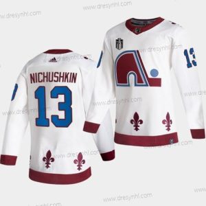 Colorado Avalanche #13 Valeri Nichushkin Bílý 2022 Stanley Cup Final Patch Obrácený Retro Sešitý dres – Pánské