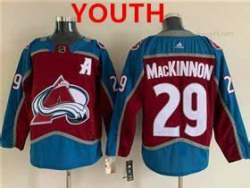 Colorado Avalanche #29 Červené Nathan Mackinnon With A Ptach Sešitý dres – Juniorské