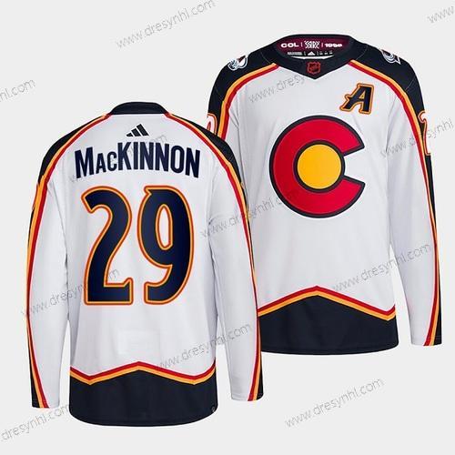 Colorado Avalanche #29 Nathan Mackinnon Bílý 2022-23 Obrácený Retro Sešitý dres – Pánské