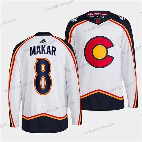 Colorado Avalanche #8 Cale Makar Bílý 2022-23 Obrácený Retro Sešitý dres – Pánské