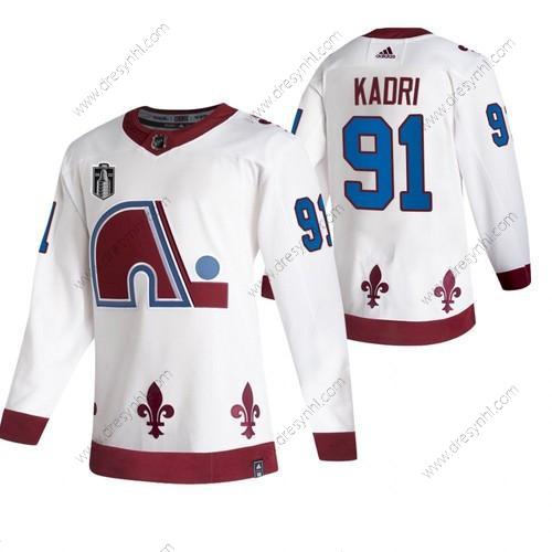 Colorado Avalanche #91 Nazem Kadri Bílý 2022 Stanley Cup Final Patch Obrácený Retro Sešitý dres – Pánské