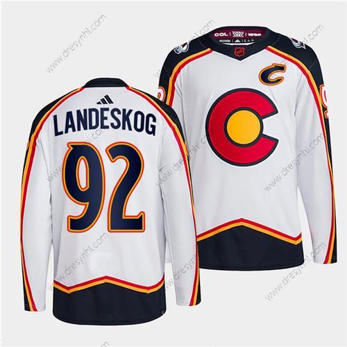 Colorado Avalanche #92 Gabriel Landeskog Bílý 2022-23 Obrácený Retro Sešitý dres – Pánské