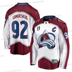 Colorado Avalanche #92 Gabriel Landeskog Bílý 2022 Stanley Cup Final Patch Sešitý dres – Pánské