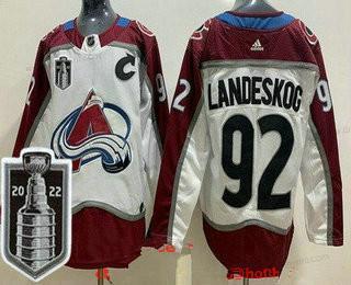 Colorado Avalanche #92 Gabriel Landeskog Bílý 2022 Stanley Cup Sešitý dres – Pánské