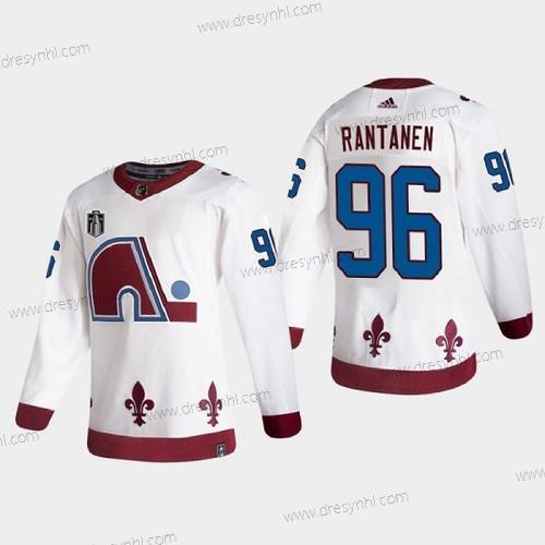 Colorado Avalanche #96 Mikko Rantanen Bílý 2022 Stanley Cup Final Patch Obrácený Retro Sešitý dres – Pánské