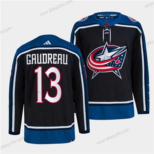 Columbus Blue Jackets #13 Johnny Gaudreau Námořnictvo 2022 Obrácený Retro Sešitý dres – Pánské