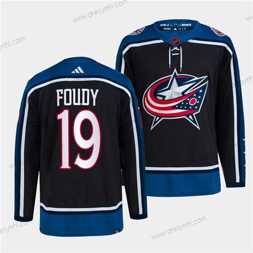 Columbus Blue Jackets #19 Liam Foudy Námořnictvo 2022 Obrácený Retro Sešitý dres – Pánské