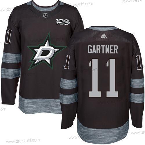 Dallas Stars #11 Mike Gartner Černá 1917-2017 100th Výročí Sešitý NHL dres – Pánské