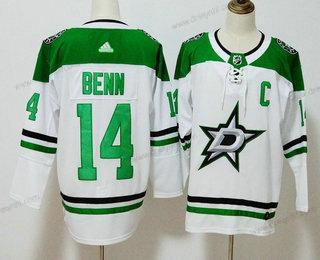 Dallas Stars #14 Jamie Benn Bílý C Patch 2017-2018 Hokejový Sešitý NHL dres – Pánské