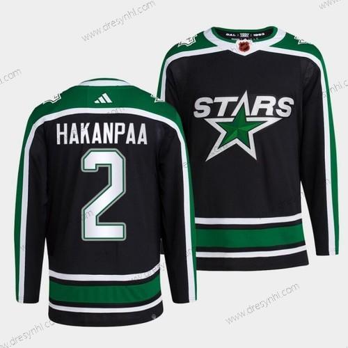 Dallas Stars #2 Jani Hakanpaa 2022 Černá Obrácený Retro 2.0 Sešitý dres – Pánské