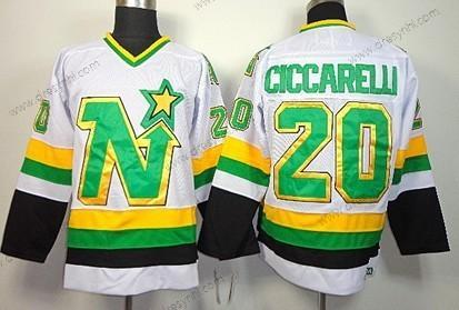 Dallas Stars #20 Dino Ciccarelli Bílý Retro CCM dres – Pánské